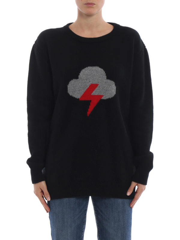 The Best Shops ALBERTA FERRETTI: crew necks - Lightning intarsia wool and cashmere sweater